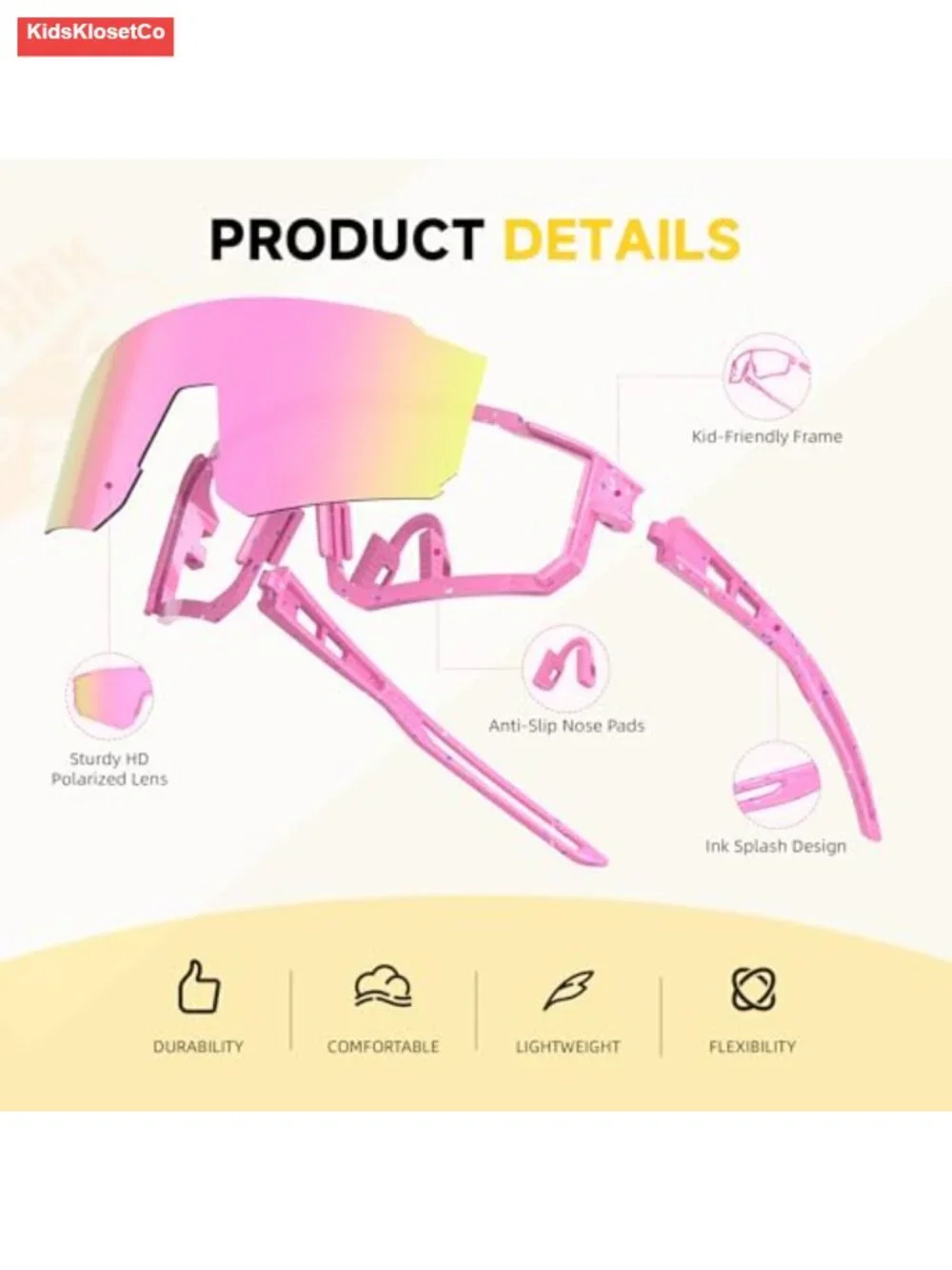 Youth Polarized Sports Sunglasses for Baseball Cycling UV Protection
